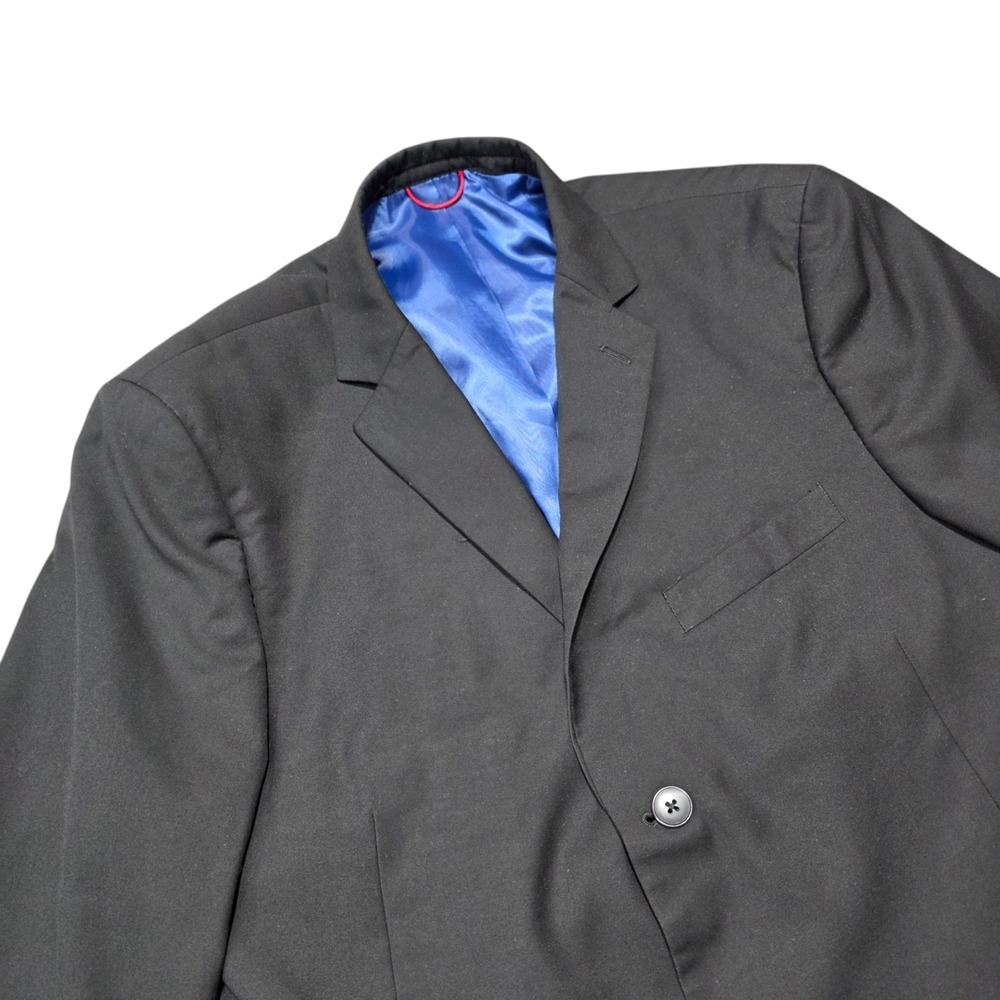 Billy London Black 3-Button Suit Jacket Blazer Mens 44L Poly Rayon Solid